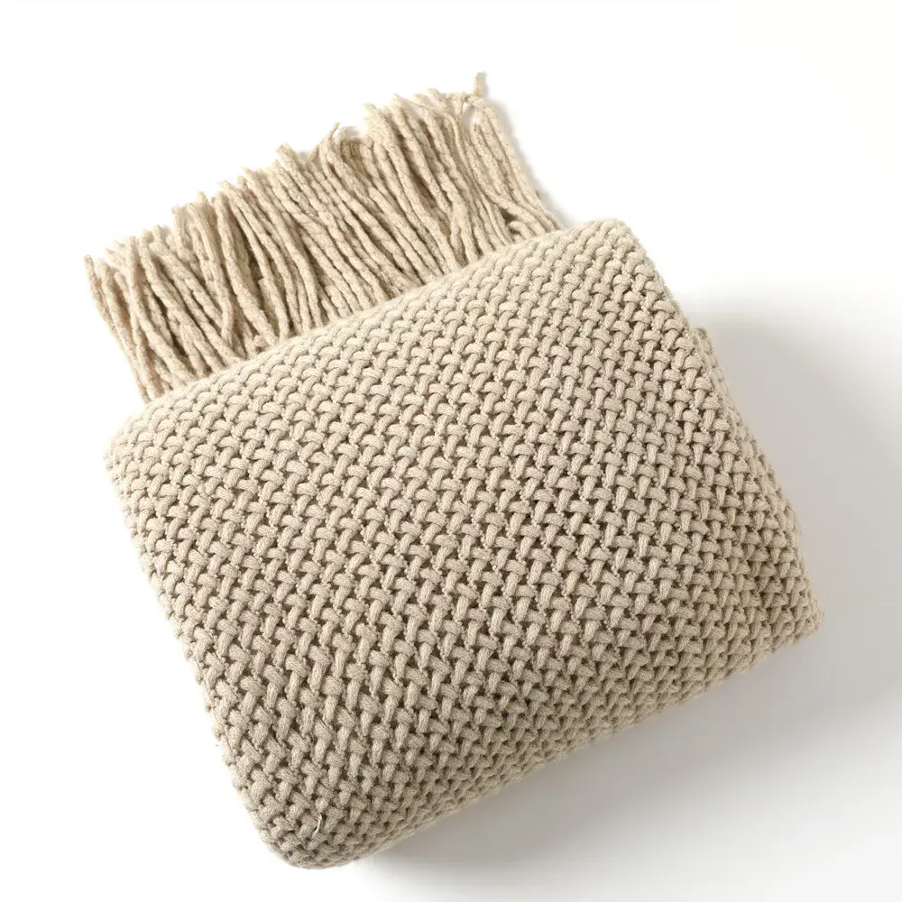 Cable Knit Throw Blanket, shown in a styled room