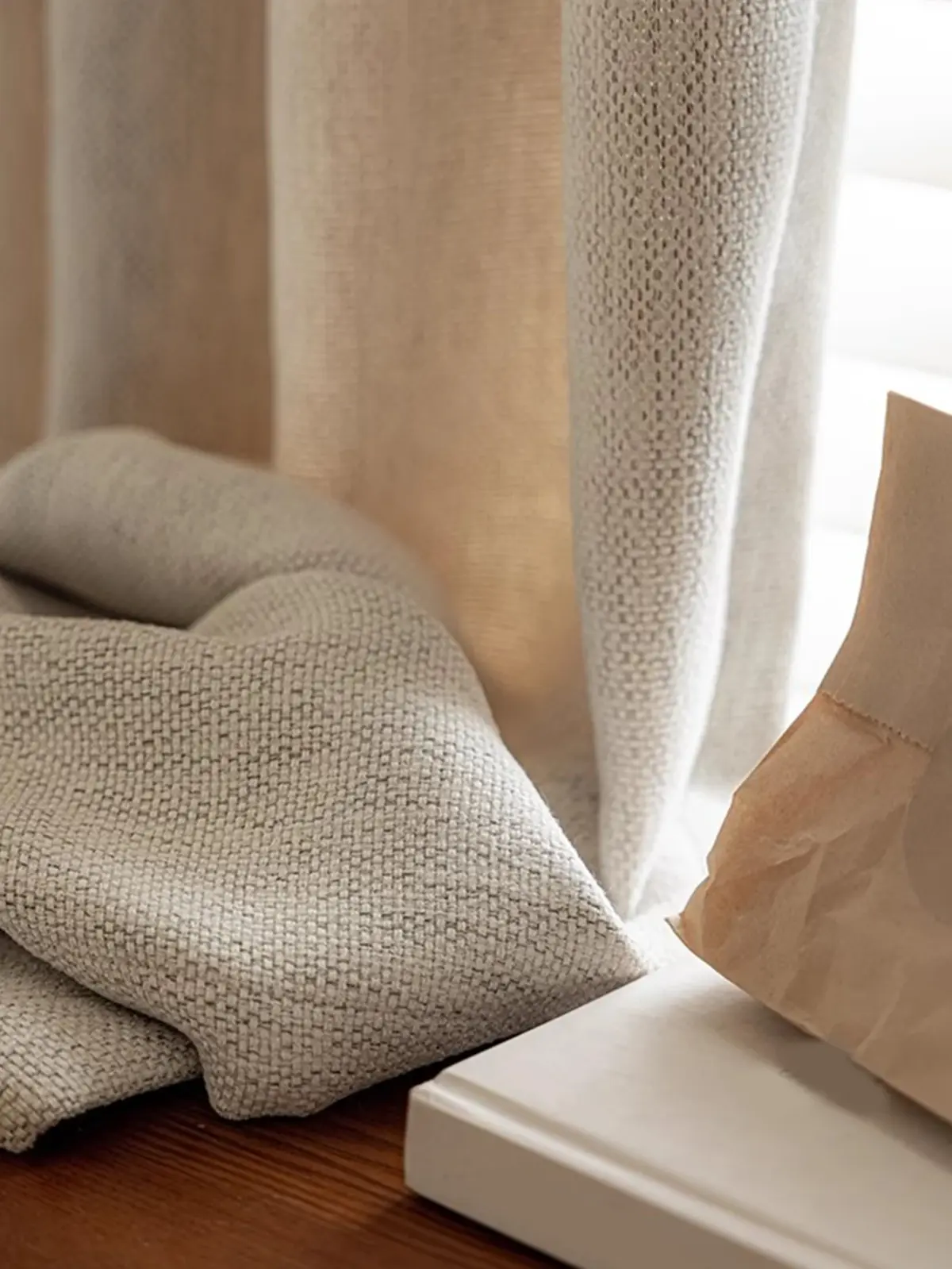 Chenille Cream Blackout Curtain, shown in a styled room