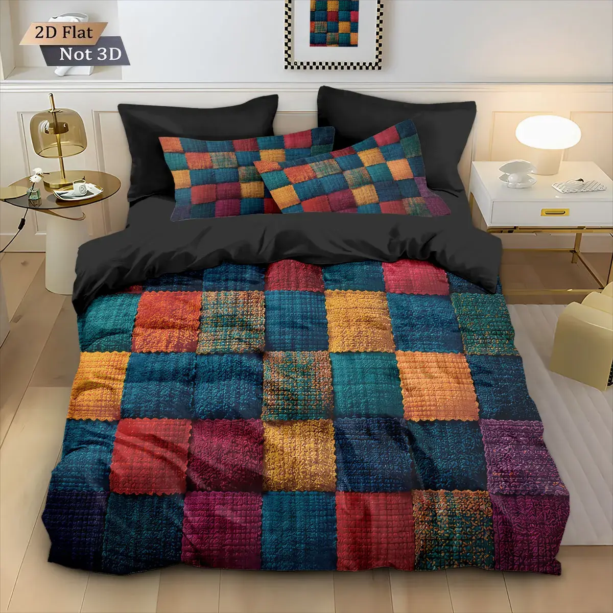 Color Block Duvet Cover Set, shown in a styled room