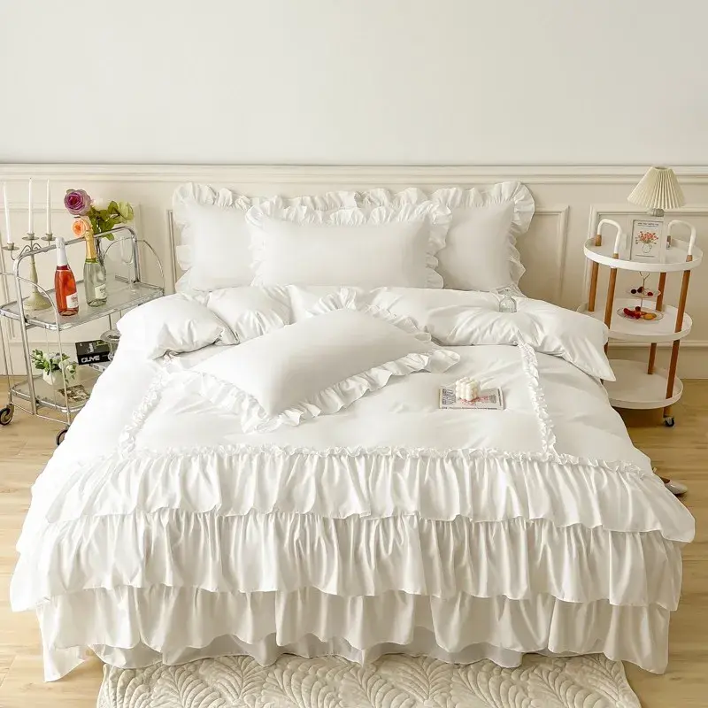 Elegant Lace Bedding Set, shown in a styled room