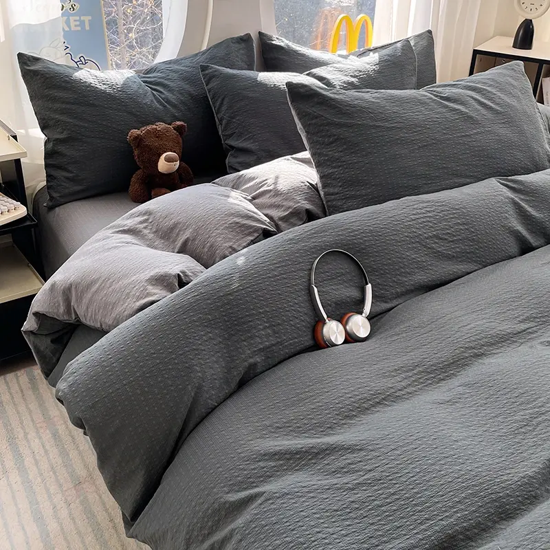 Double Layer Gauze Puff Duvet Cover, shown in a styled room