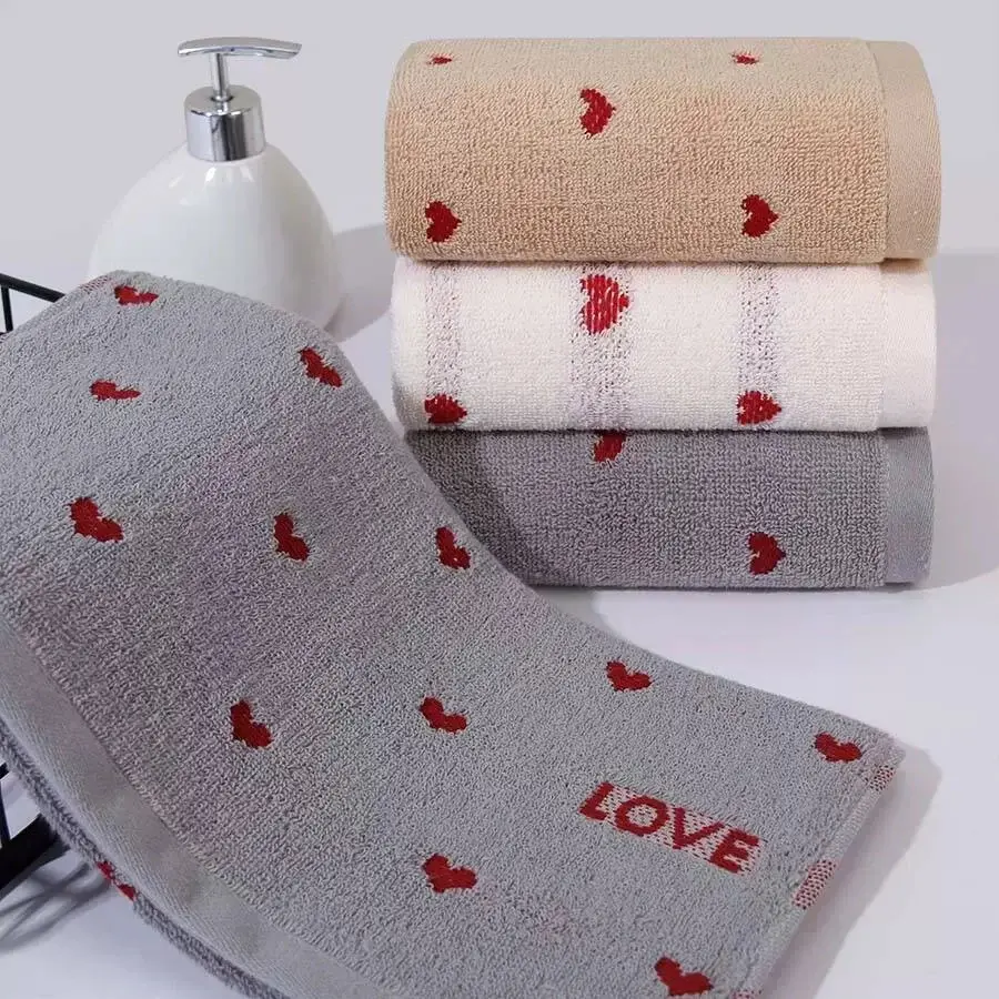 Heart Pattern Cotton Towel, shown in a styled room