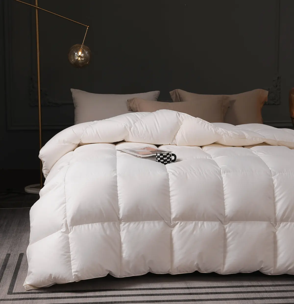 Hotel Quality Goose Down Duvet, shown in a styled room