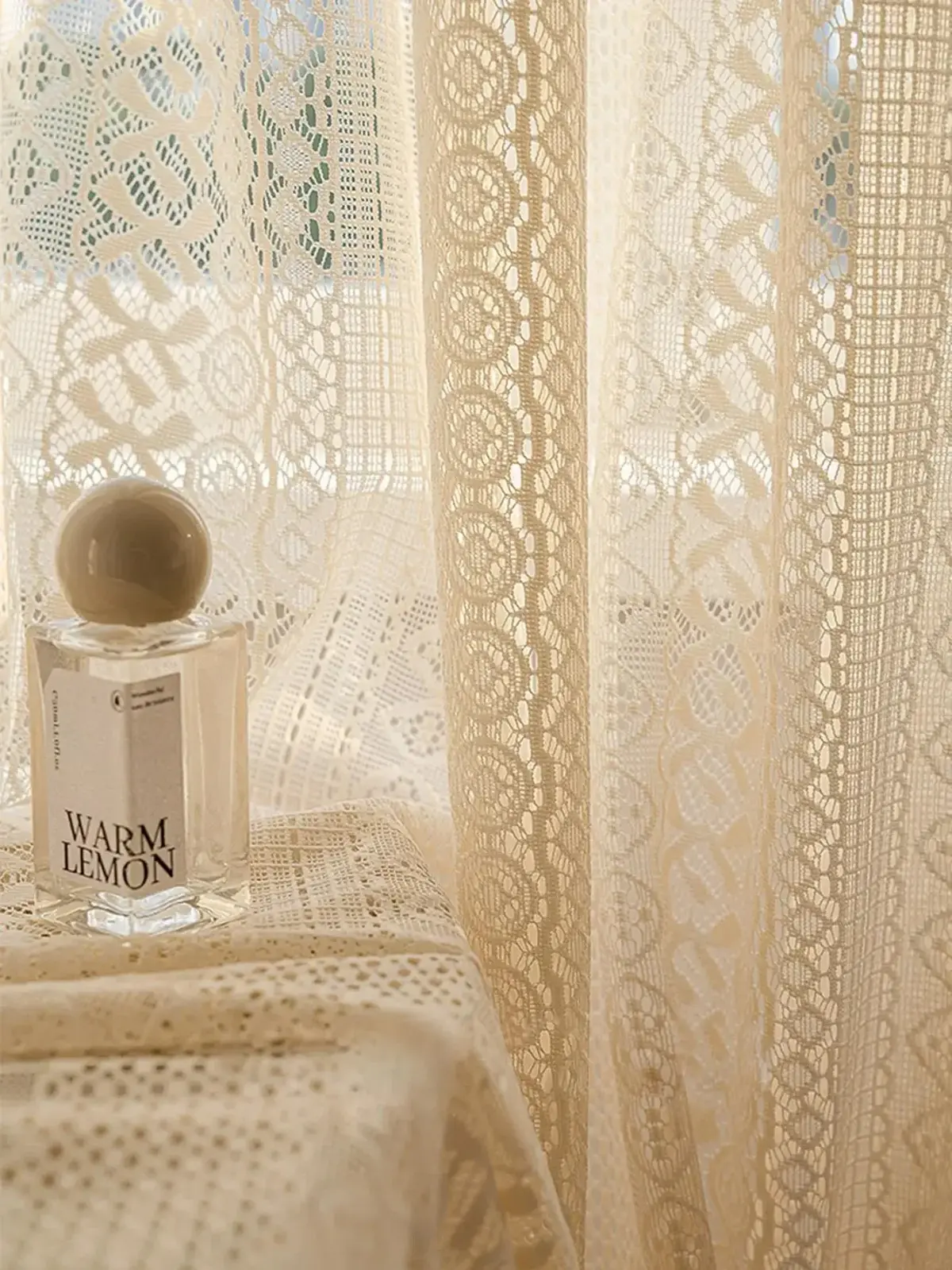 Boho Style Voile Tulle Curtain, shown in a styled room