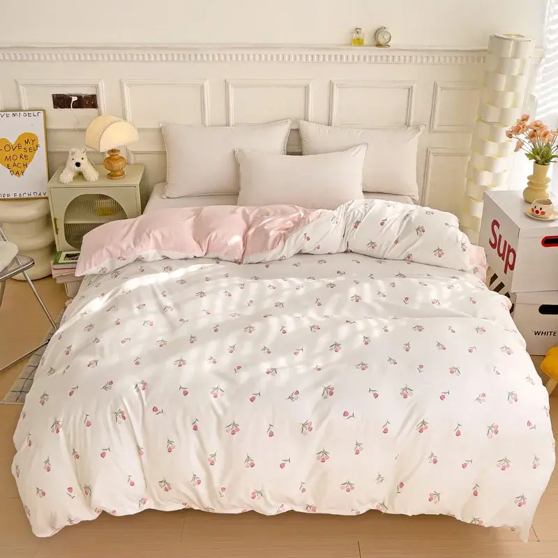 Knitted Double-Layer Yarn Duvet Cover Set, shown in a styled room