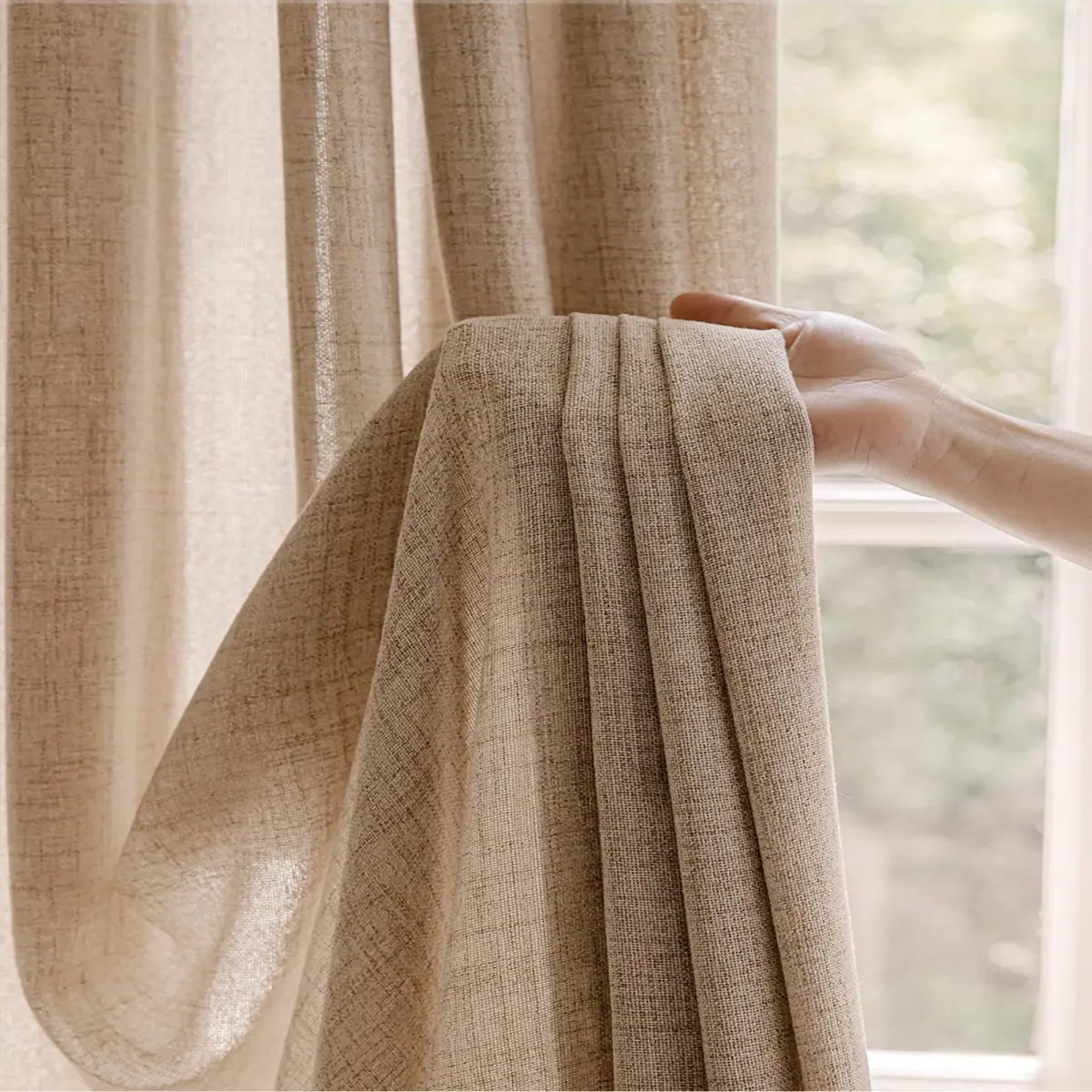 Luxury Linen Blackout Curtain, shown in a styled room