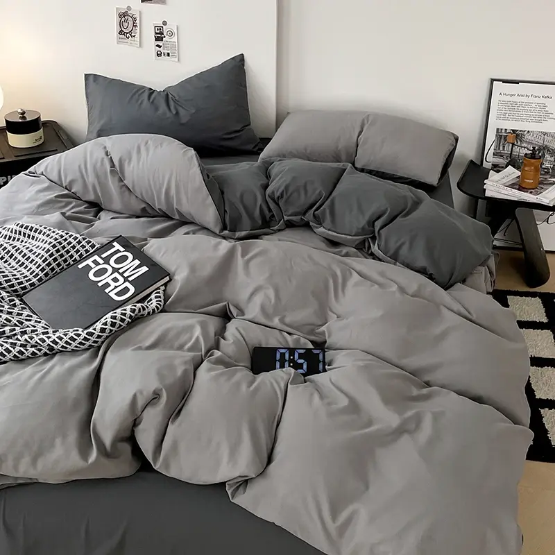 Minimalist Microfiber Bedding Set, shown in a styled room