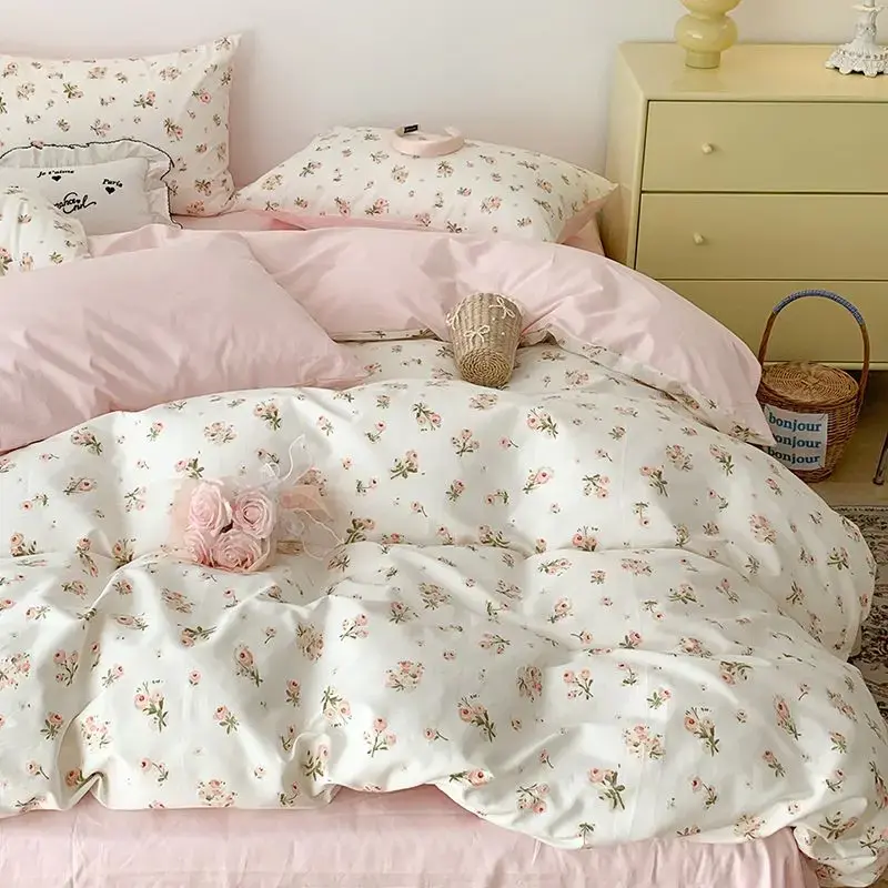 Flower Printed Bedding Set, shown in a styled room