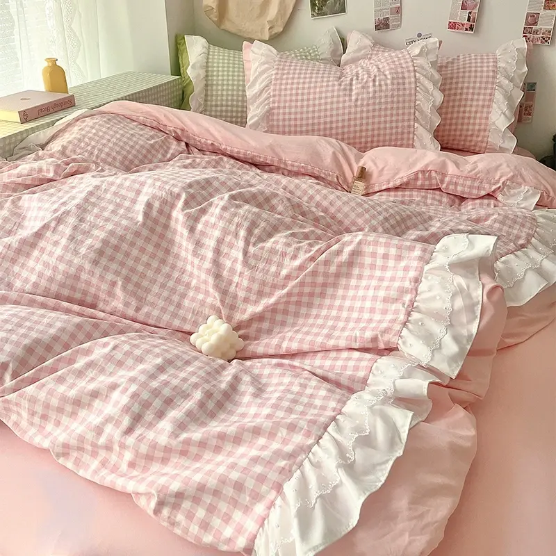 Plaid Duvet Cover Set, shown in a styled room