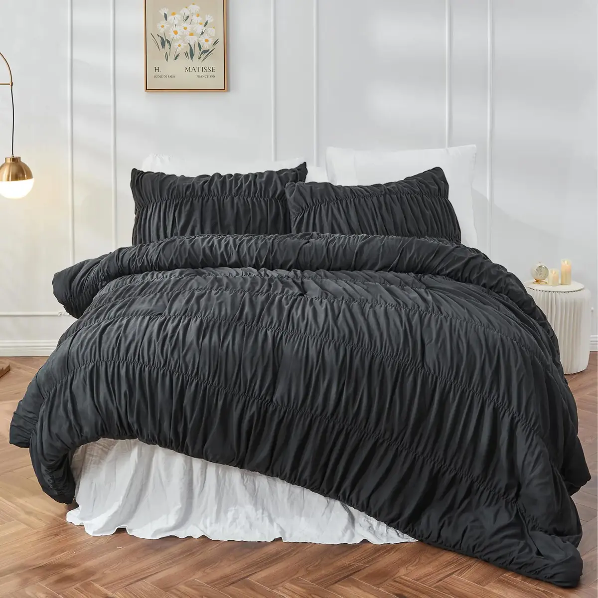Ruched Duvet Cover, shown in a styled room