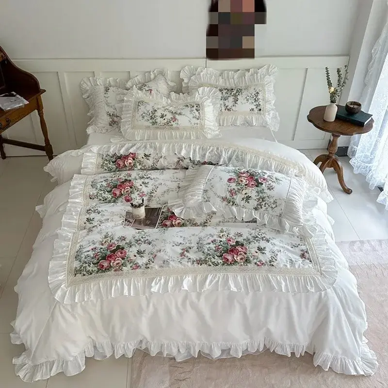 Ruffle Floral Duvet Cover Set, shown in a styled room