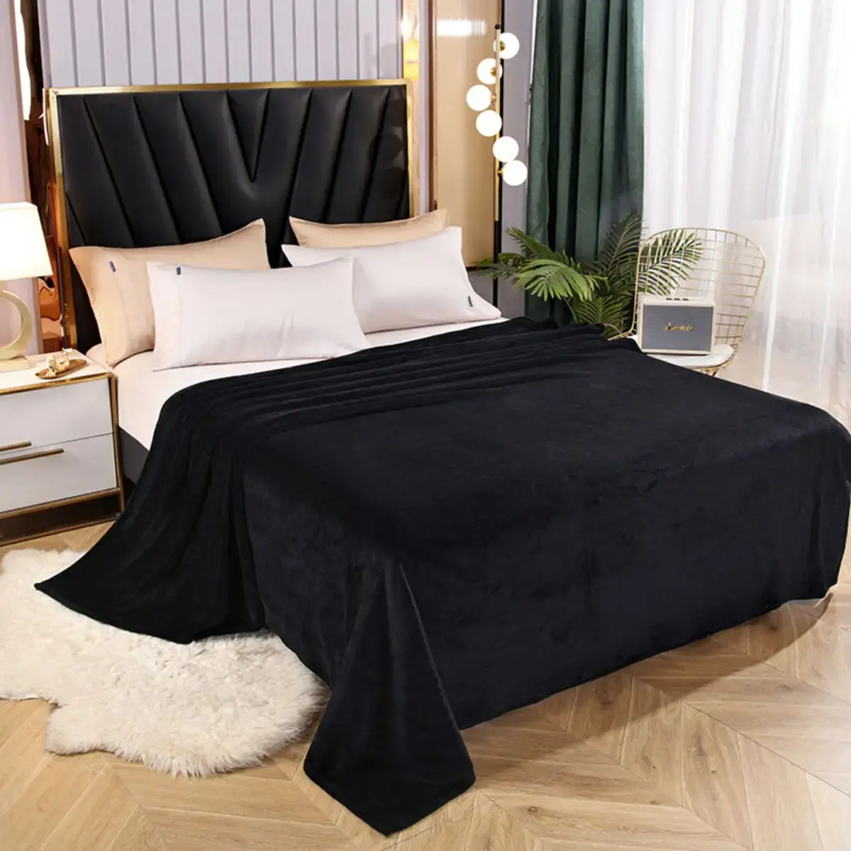 Thickened Fleece Blanket, shown in a styled room